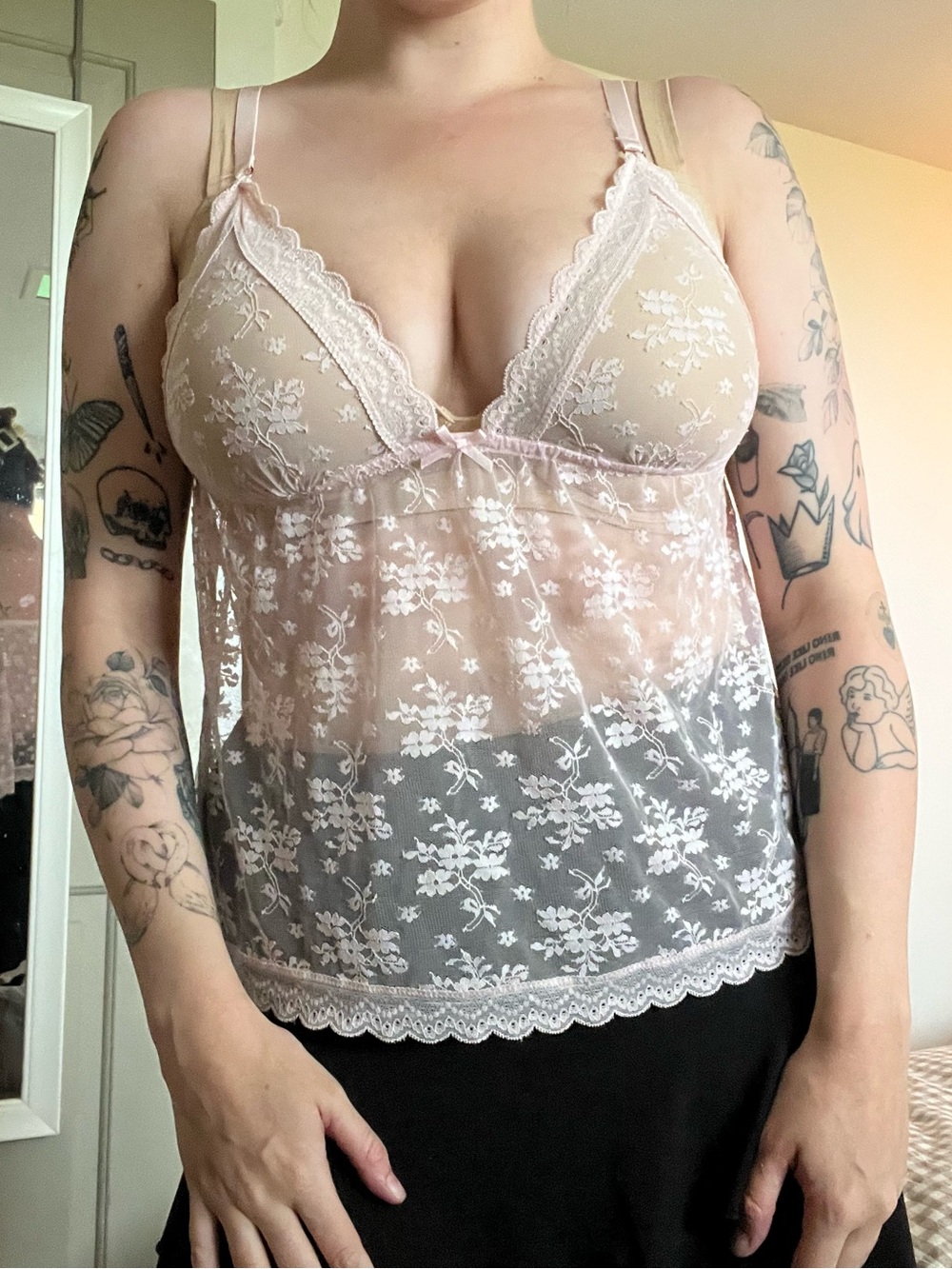 Blush Lingerie Light Pink Babydoll Lace Top